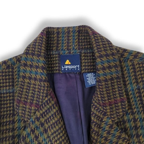 Vintage 80s Liz Claiborne Liz Sport Wool Tweed Academia Blazer Jacket Size 6P - Picture 9 of 12